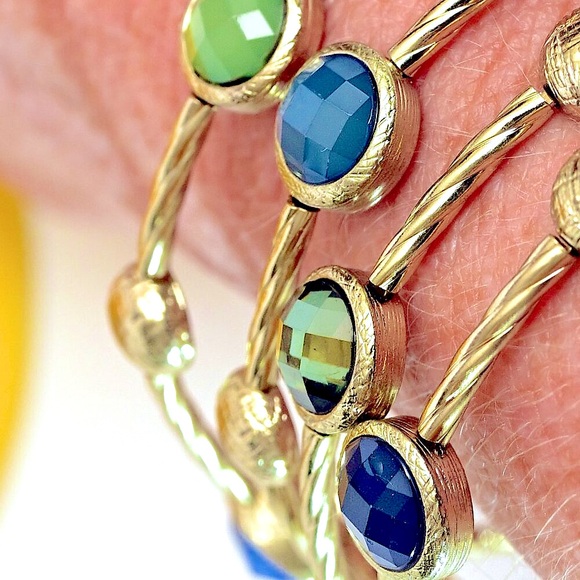 PRETTY Blues, Green & Gold Multi-Colored Coil Bracelet - Picture 6 of 8